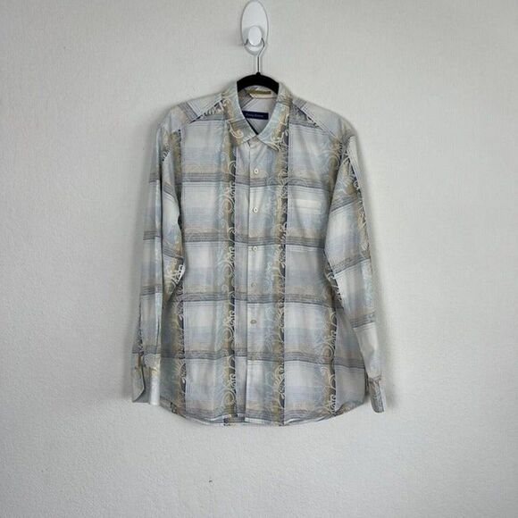 Tommy Bahama Button Up Mens Medium Paisley Long Sleeve Shirt Silk Cotton Blend - Picture 1 of 9